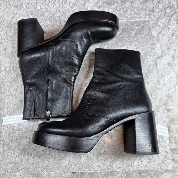 Simon Miller Ankle Boots 41 Low Raid Black Leather Platform Block Heel Rock Chic - Picture 6 of 14